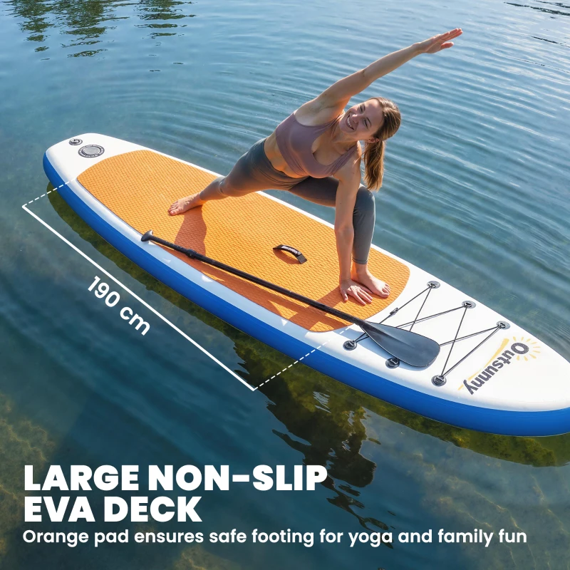 Outsunny Zestaw deski do paddleboardingu 305 cm dmuchana deska SUP z aluminiowym wiosłem, odpinanym statecznikiem, smyczą na kostkę