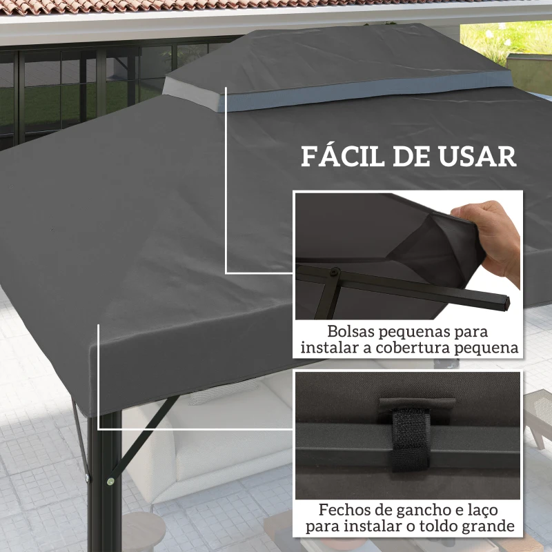 Outsunny Toldo de Substituição para Pérgola 4x3 m Toldo para Pérgola com Teto Duplo e Proteção UV 30+ Cinza