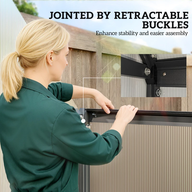 Outsunny Aluminum Polycarbonate Garden Greenhouse with Adjustable Window and Hinged Door Weather-Resistant Transparent