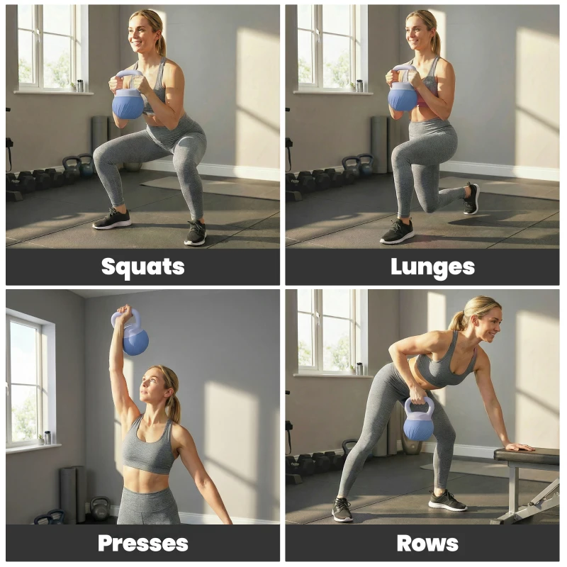 SPORTNOW Kettlebell 8 kg, Pesa rusa con Asa Ergonómica Antideslizante, Kettlebell, Musculación, Entrenamiento, Azul