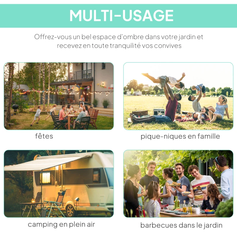 Outsunny Pergola tonnelle de jardin avec auvent réglable acier polyester haute densité 3 x 2,5 m gris foncé