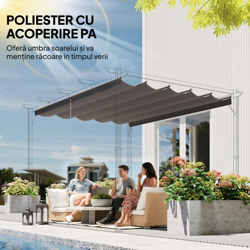 Outsunny Acoperiș de Schimb pentru Pergolă cu 10 Orificii de Drenaj,  Permeabil, 4x3 m, Bej