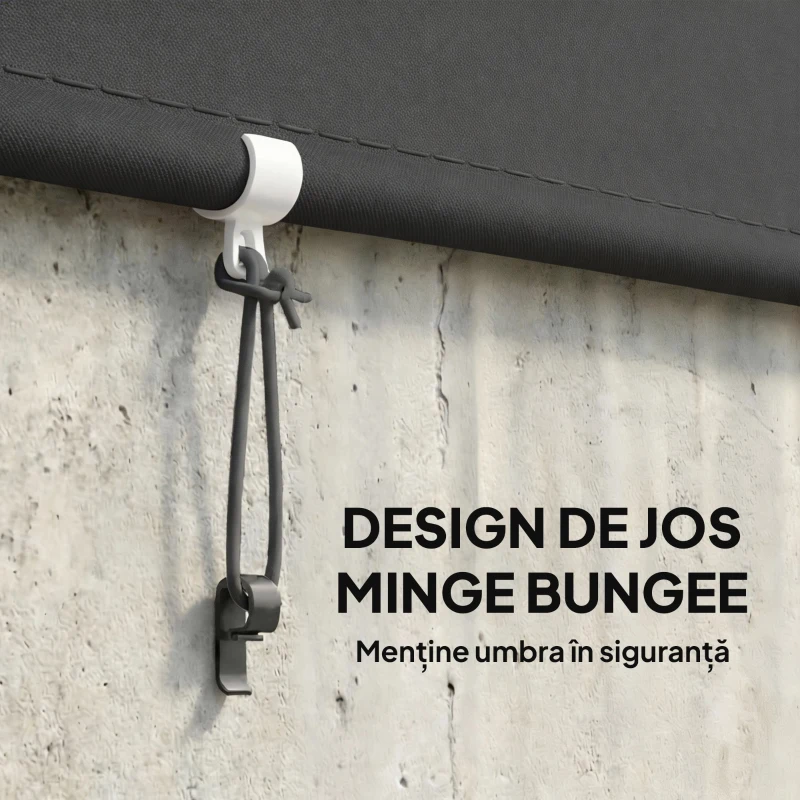 Outsunny Jaluzea Rulou Opacă pentru Exterior, 240x160 cm, Gri Închis