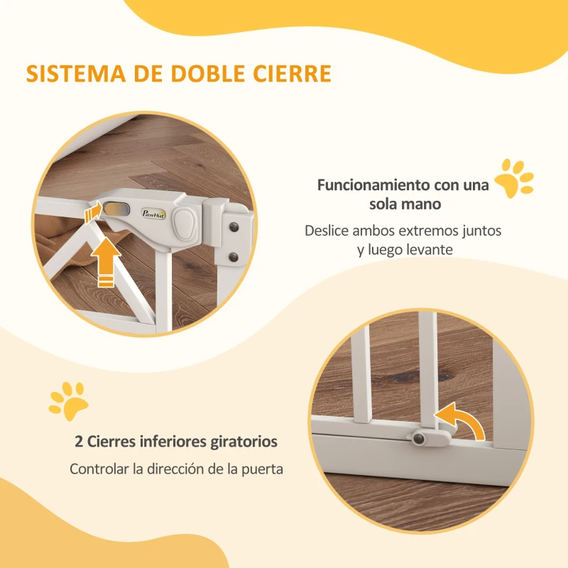 PawHut Barrera para Perros Extensible con Cierre Automático y Sistema de Doble Bloqueo 74-100x76 cm Blanco