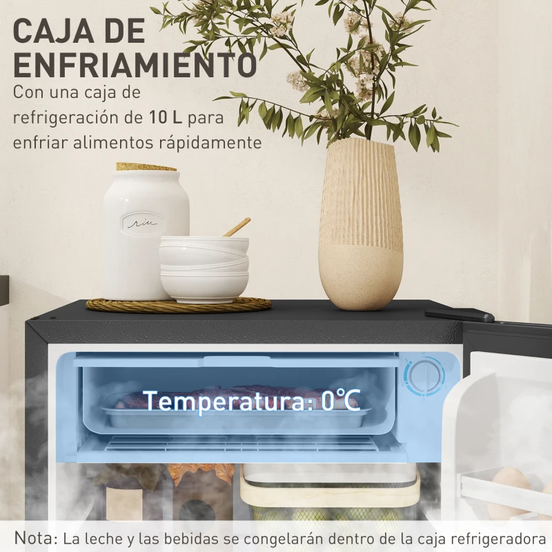 HOMCOM Mini Nevera Silenciosa 91 L Clase E con Temperatura Regulable 5 Niveles Puerta Reversible Estantes Ajustables Negro