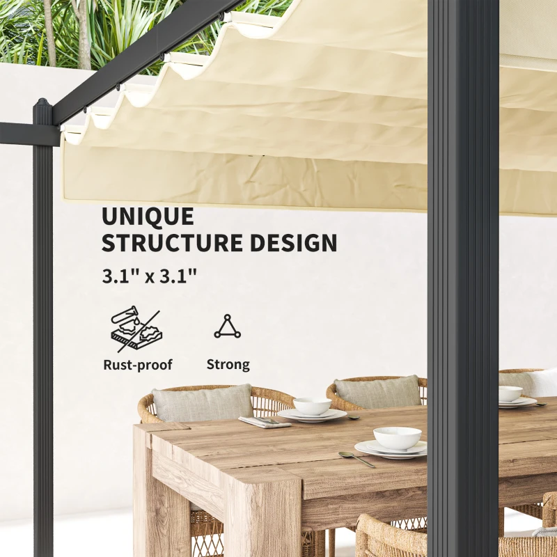 Pergola 4x4m, Pawilon ogrodowy, Aluminium, Beżowy