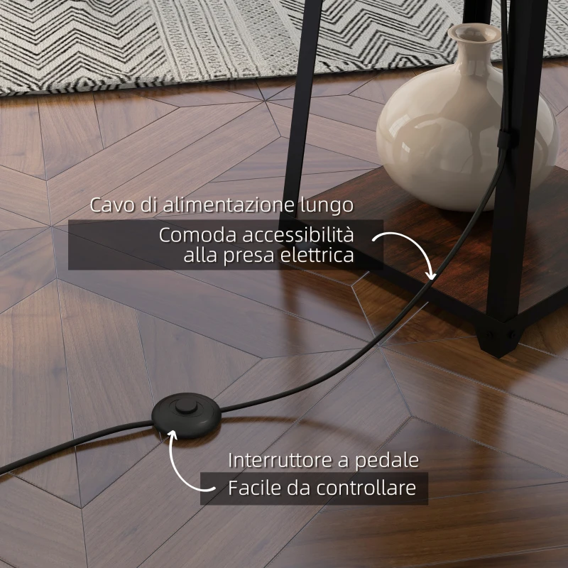 HOMCOM Lampada da Terra in Metallo e MDF a 3 Ripiani con Paralume in Tessuto, Ø42x166 cm, Nero e Beige