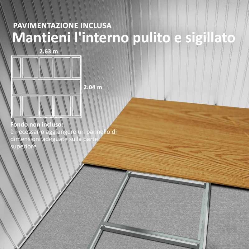 Outsunny Casetta da Giardino con 2 Porte Scorrevoli e 4 Prese d'Aria in Acciaio, 322x277x192 cm, Marrone