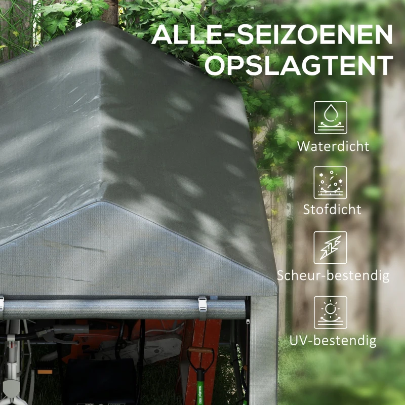 Outsunny Opslagtent met Staalframe robuust weerbestendig, Donkergrijs(m-6)