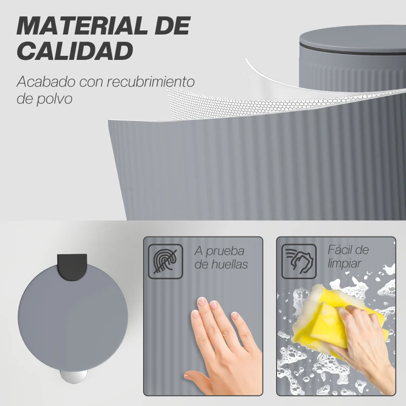 HOMCOM Cubo de Basura Cocina 30L con Pedal Tapa de Cierre Suave y Cubo Extraíble para Dormitorio Oficina Estudio Salón Gris