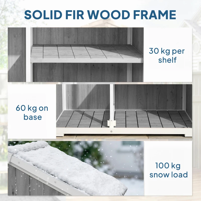 Outsunny Gartenschrank Wasserdichter Außenschrank mit Metalldach Doppeltür für Gartengeräte 105x55x179cm Grau