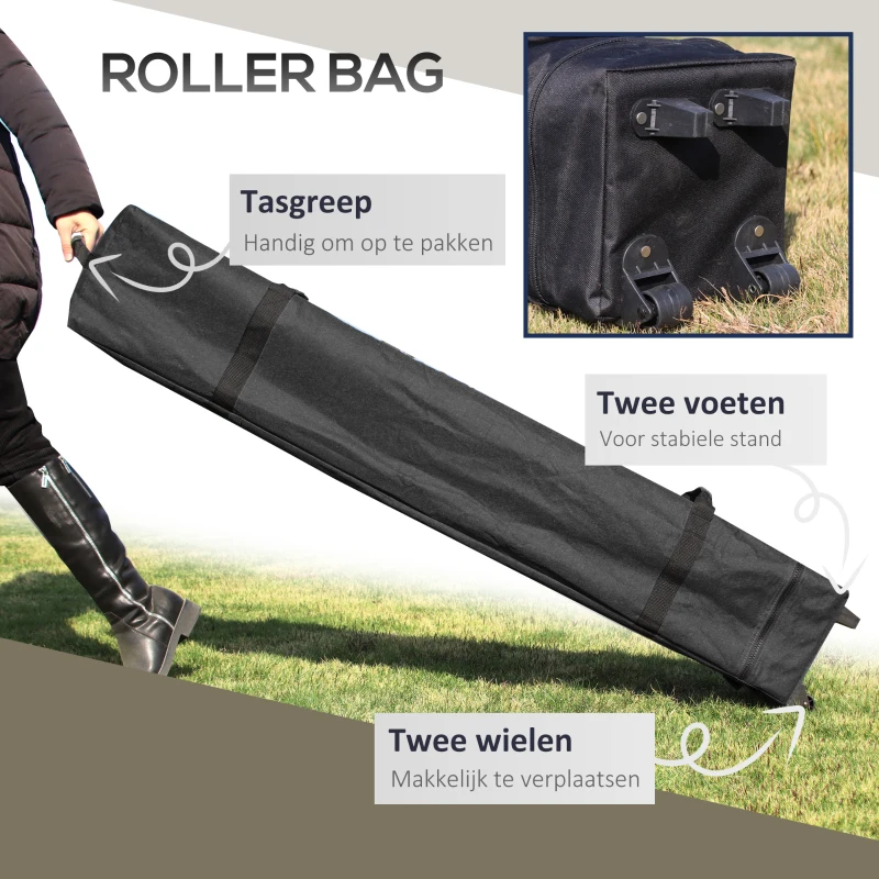 Outsunny Tuinpaviljoen 4x4x3m, Beige, Met Ventilatiedak en Verstelbare Hoogte