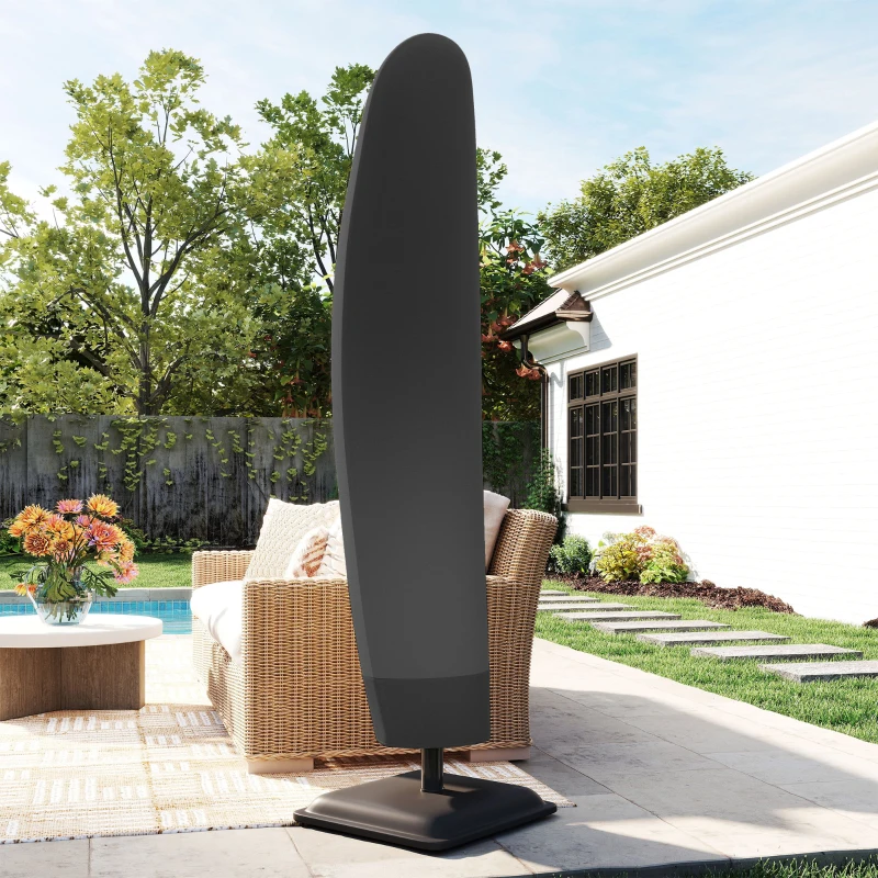 Outsunny Copertura per Ombrellone 3x3 m Impermeabile, Custodia Copri Ombrellone a Sbalzo con Cerniera e Laccio, Nero