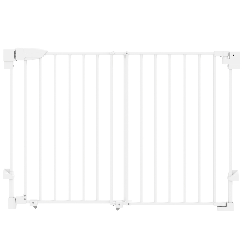 PawHut Barrière de sécurité pour chiens 74,5-111,5 cm Porte pour chiens pour escaliers avec loquet Fermeture automatique Blanc