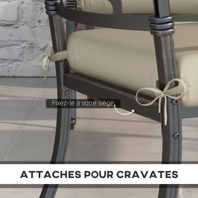 Outsunny Lot de 4 coussins de chaise, galettes de chaise 47 x 47 cm, rembourrage épais, résistant à la décoloration, beige