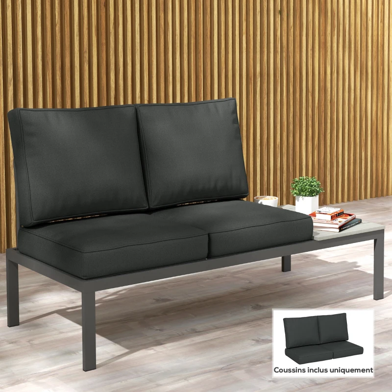 Outsunny Ensemble de 3 coussins d'extérieur pour banquette canapé, 1 coussin d'assise et 2 coussins de dossier, déhoussables