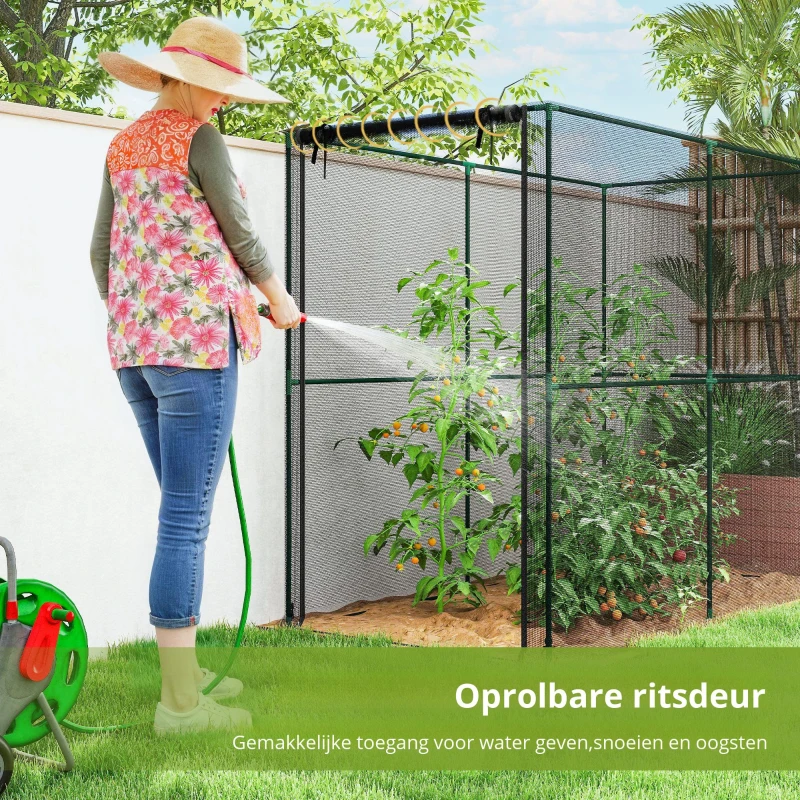 Outsunny fruitkooi, plantbeschermingsnet met ritssluiting, bescherming tegen vogels, insecten en kleine dieren, Zwart