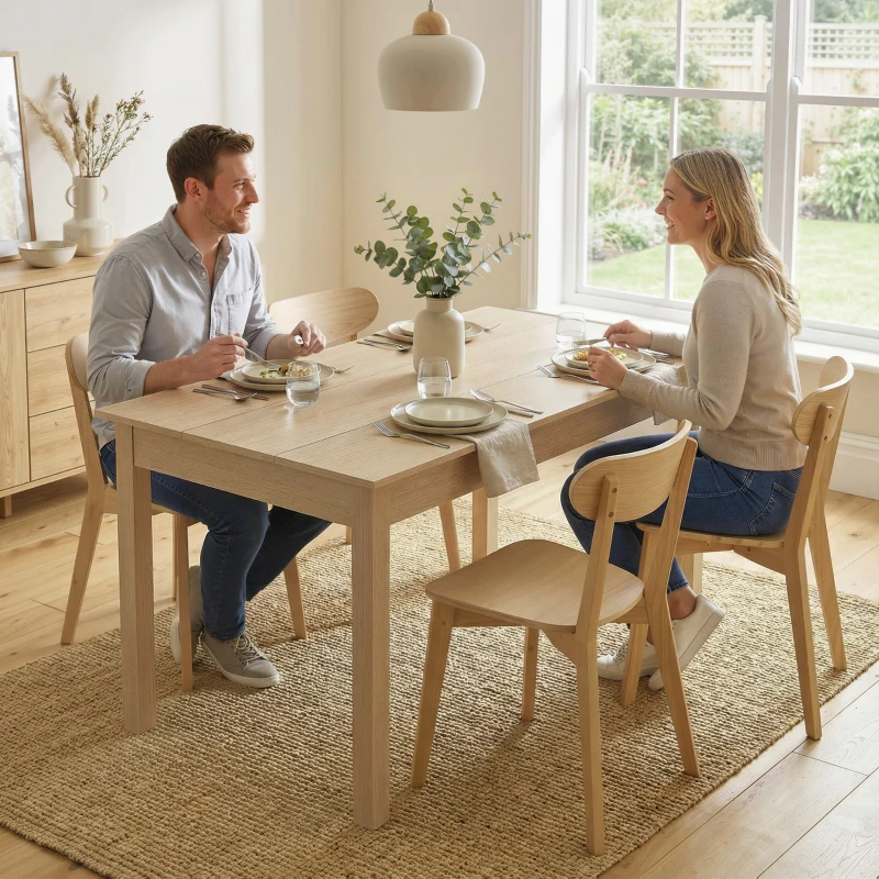 HOMCOM Mesa de sala de jantar design moderno bicolor com grande tampo 4-6 pessoas em madeira dim. 119L x 70l x 75H cm