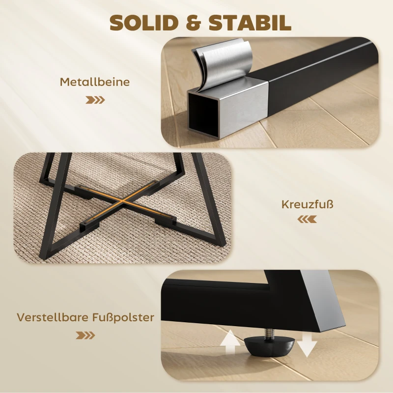 HOMCOM Esstisch für 4 Personen, 100 cm runder Industrieller Küchentisch mit Ablage, Tischplatte in Holzoptik, Rustikal Braun