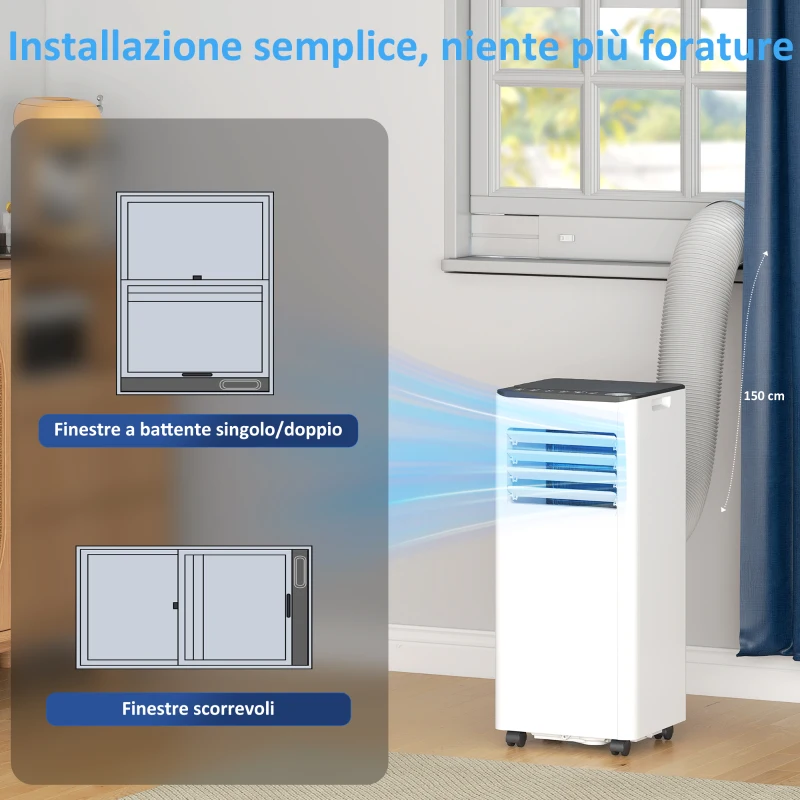 HOMCOM Ar Condicionado Portátil 7000 BTU: Resfriamento, Desumidificador, Ventilador, Modo Noturno.