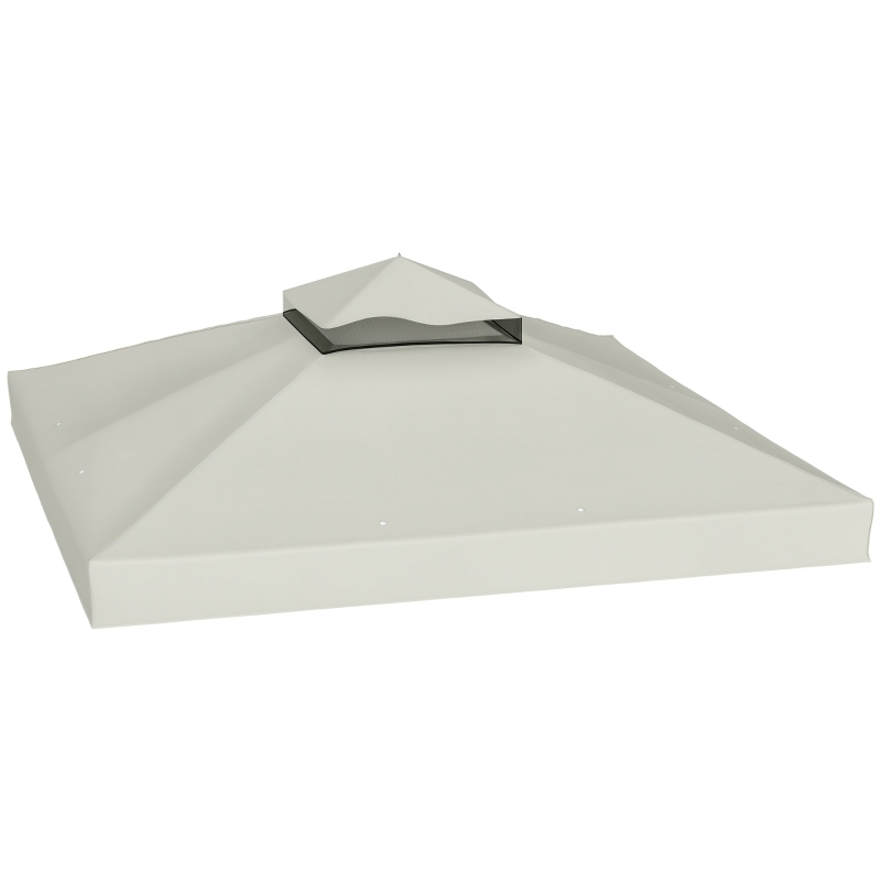 Outsunny Copertura per Gazebo da Giardino 3x3m UPF30+ a 2 Livelli in Poliestere Grigio Chiaro