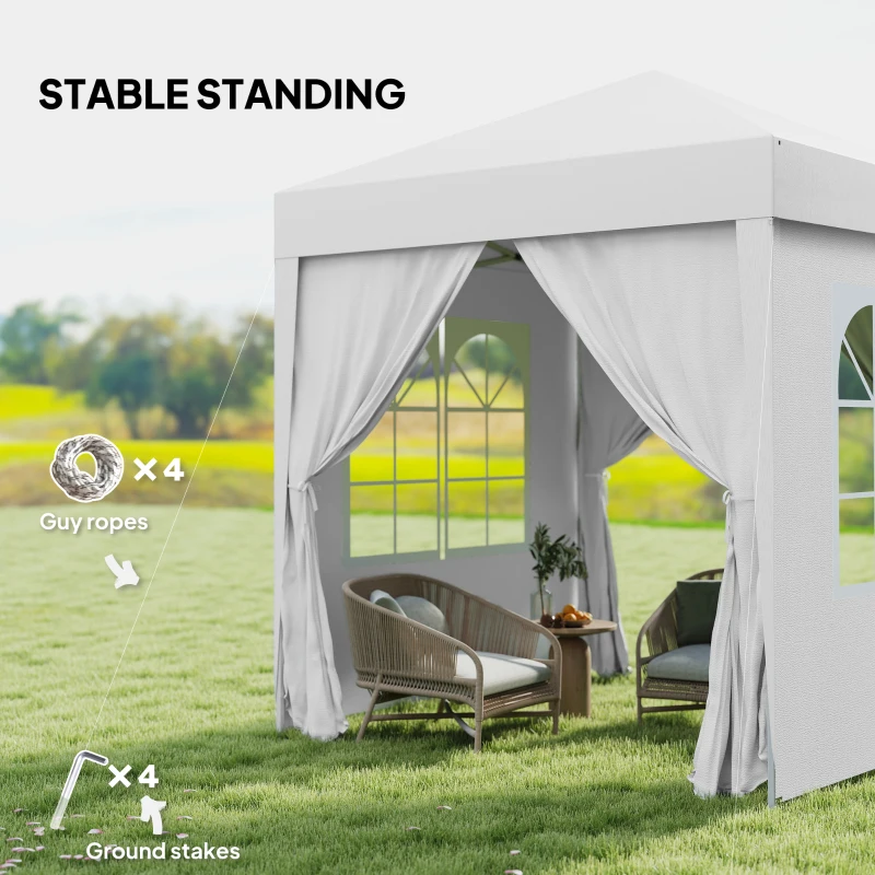 Outsunny Pop Up Gazebo Canopy, size (2 x2m)-White(m-6)