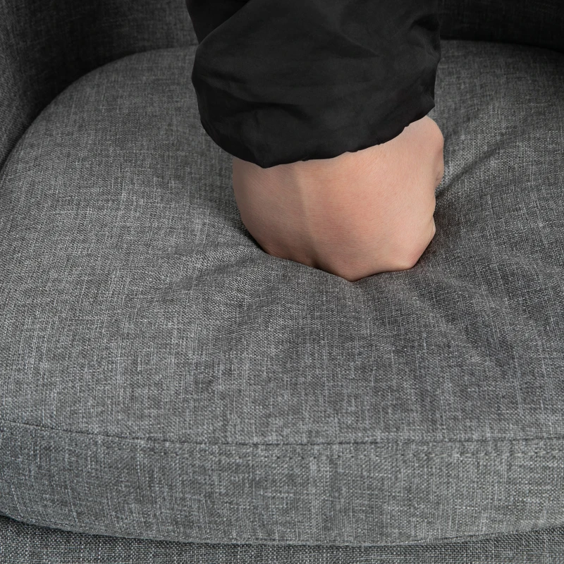 HOMCOM Set of 2 Linen Bar Stools with Solid Wood Legs, Metal Frame & High Back – Grey(m-10)