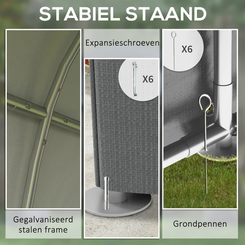 Outsunny Opslagtent met Staalframe robuust weerbestendig, Donkergrijs(m-5)
