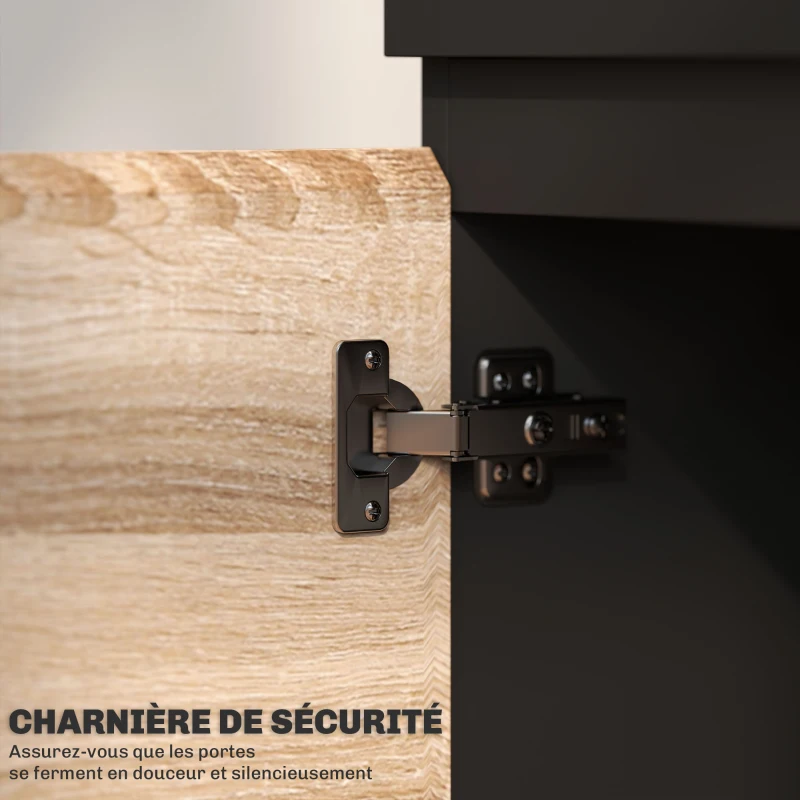 HOMCOM Meuble TV 2 portes pour téléviseurs jusqu'à 60 pouces, meuble télé avec placard et étagère ouverte, noir