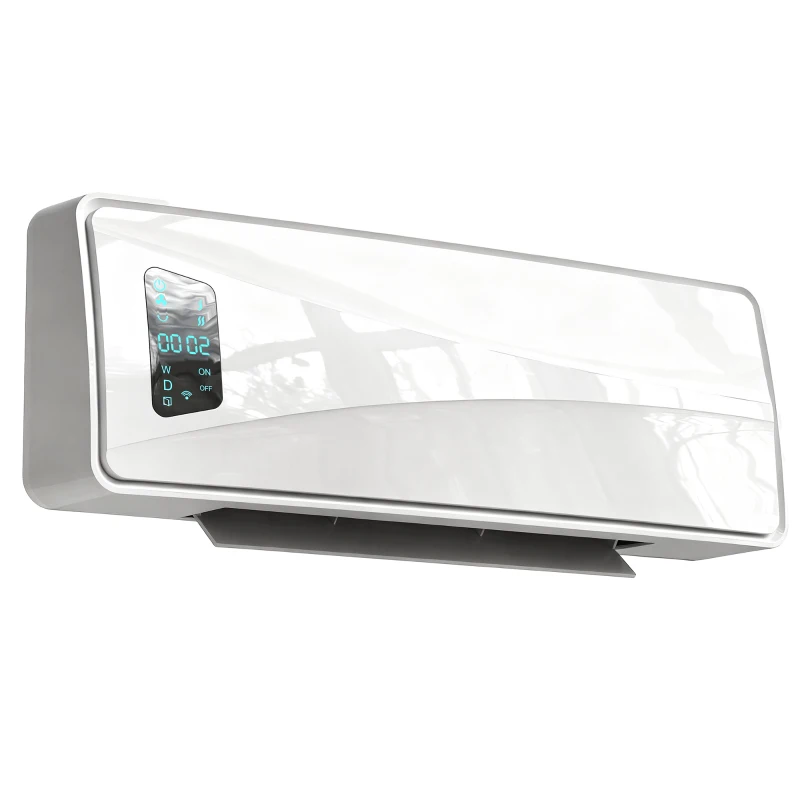 HOMCOM Calefactor Eléctrico de Pared 2000W con 3 Modos Pantalla LED Termostato Temporizador y Oscilación Blanco