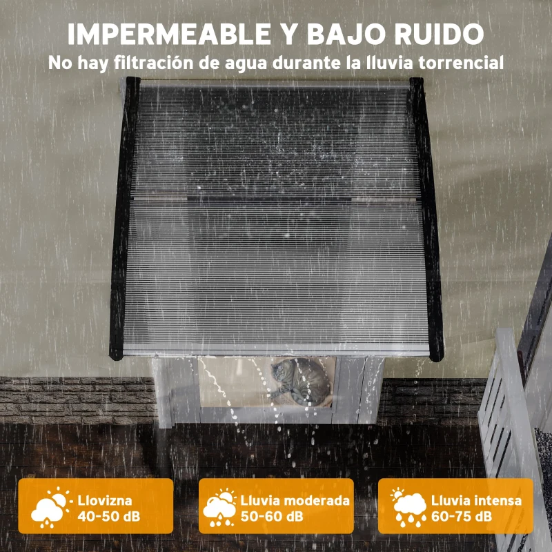 Outsunny Marquesina para Puertas y Ventanas 103x96,5 cm con Paneles de Policarbonato Regleta de Aluminio Transparente