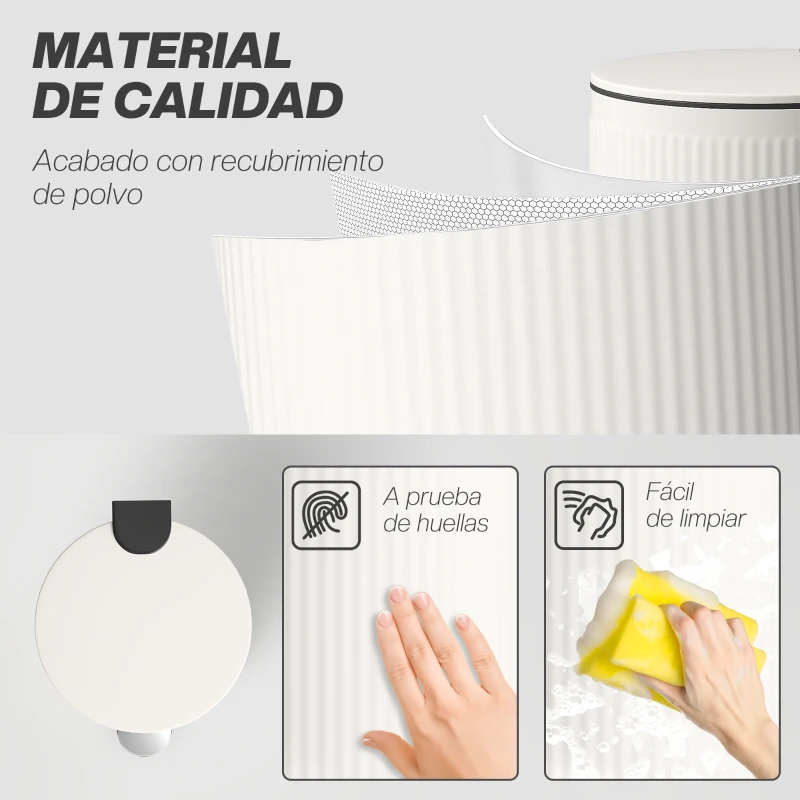 HOMCOM Cubo de Basura Cocina 30L con Pedal Tapa de Cierre Suave y Cubo Extraíble para Dormitorio Oficina Estudio Salón Crema