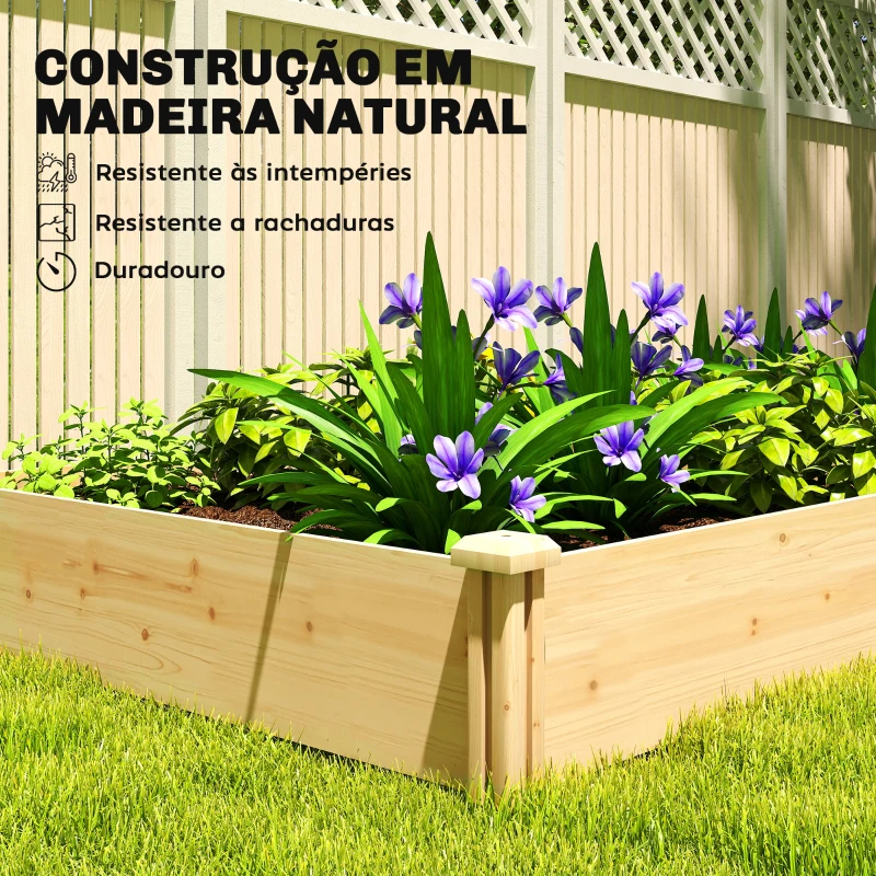 Outsunny Jardinheira Elevada em Madeira Horta Urbana para Cultivar Plantas com Divisor e Base Aberta 235x121x26 cm Madeira