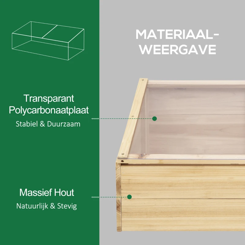 Outsunny Kas hout koude kas koude box kweekkas plantenbak voor balkon