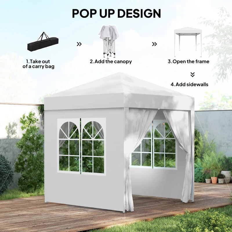 Outsunny Pop Up Gazebo Canopy, size (2 x2m)-White(m-4)