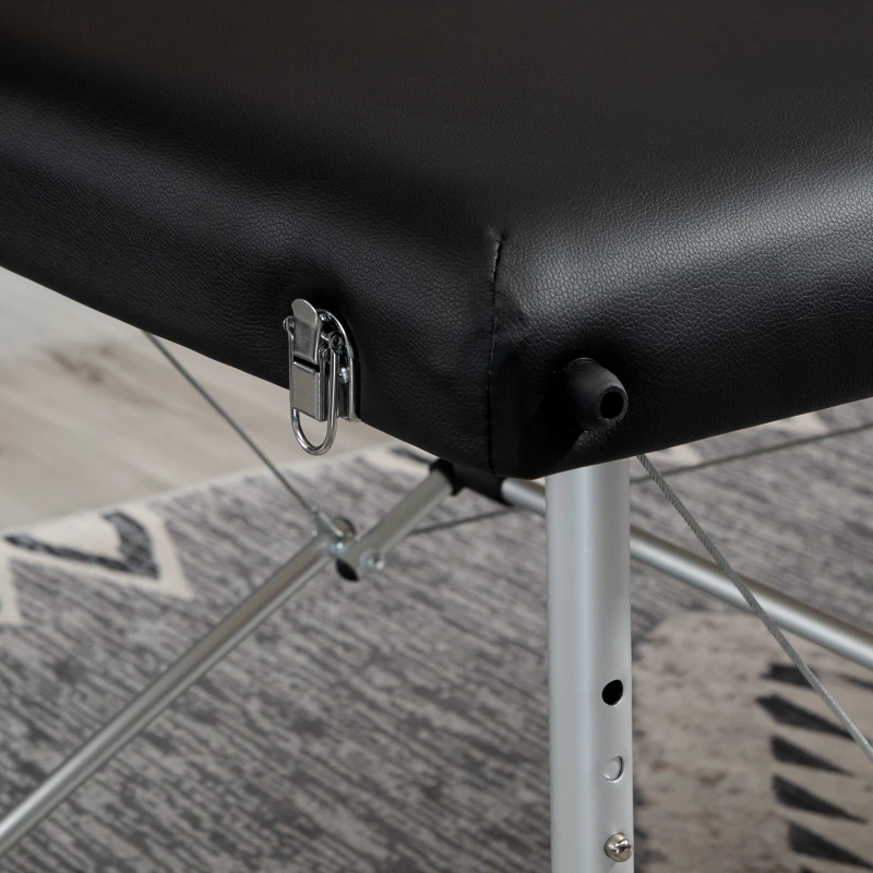 HOMCOM Foldable Massage Table, 185Lx70Wx59-80H cm, Aluminium-Black