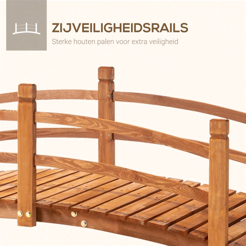 Outsunny houten tuinbrug 185 x 72 x 58 cm