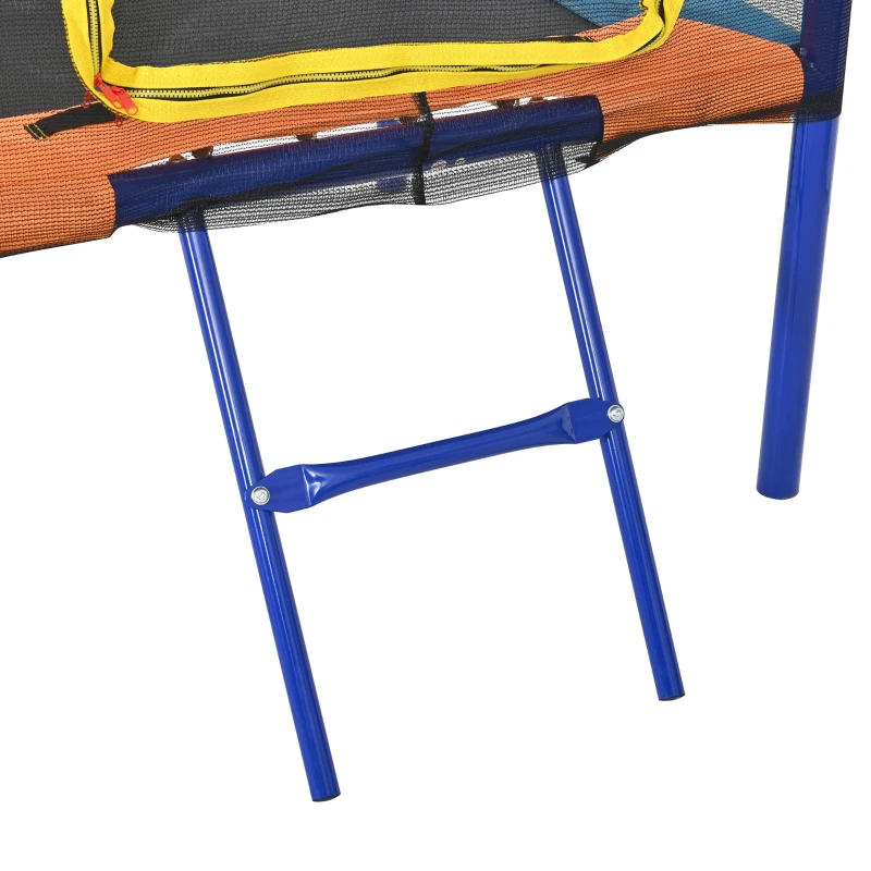 Juego exterior multifuncional 4 en 1 para niños, trampolín con red de seguridad, para 3–8 años, 336x217x238 cm, Multicolor