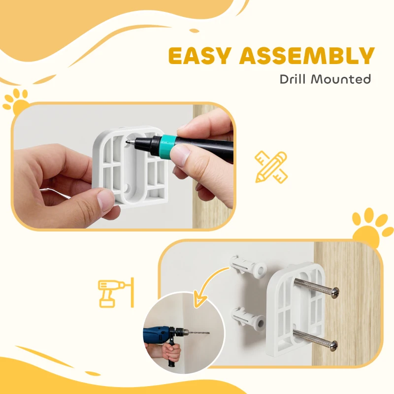 PawHut Barrière de sécurité pour chiens 74,5-111,5 cm Porte pour chiens pour escaliers avec loquet Fermeture automatique Blanc