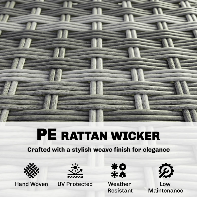 Outsunny Polyrattan Zestaw Mebli Ogrodowych 5-częściowy, Sofa Narożna z Podnóżkiem i Stolik Kawowy, Kremowy + Szary