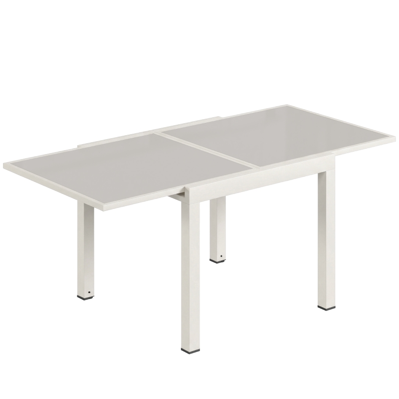 Outsunny Table extensible en aluminium pour extérieur, plateau en verre trempé, Crème.
