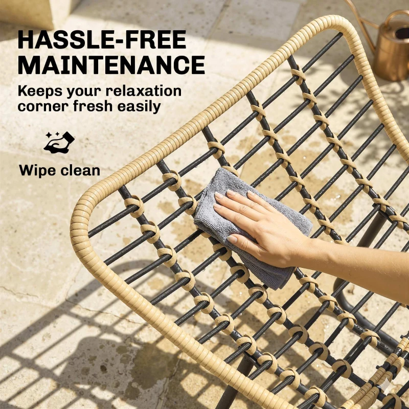 Outsunny Cadeira de Balanço em Rattan Espreguiçadeira de Jardim com almofada grossa, Balanço de jardim até 120 kg Indoor Outdoor 87 x 110 x 70 cm Cinza