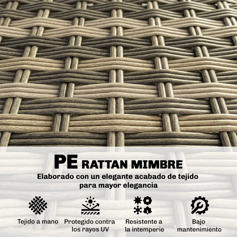 Outsunny Conjunto de Jardín Exterior de Ratán 5 Piezas con Cojines 2 Sillones de Esquina Sillón sin Brazos Reposapiés y Mesa