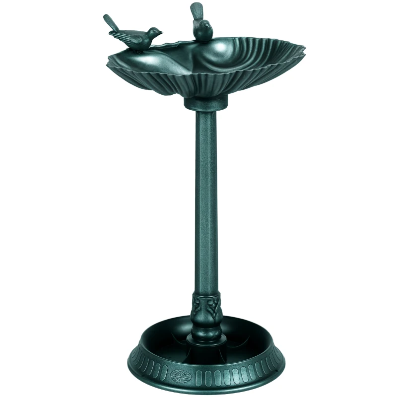 Outsunny Bain d'oiseaux abreuvoir antique 81 cm avec base de jardinière, mangeoire et bassin à oiseaux sur pied, bronze vert