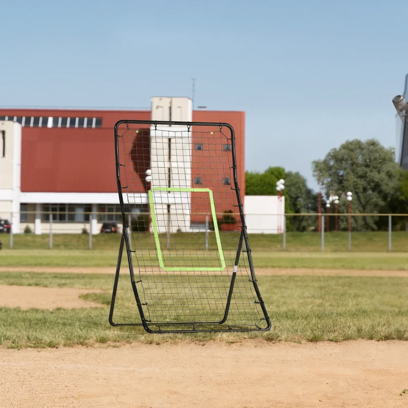 HOMCOM Filet de rebond de football 90L x 80l x 140H cm cible et sardines de fixation fournies noir vert