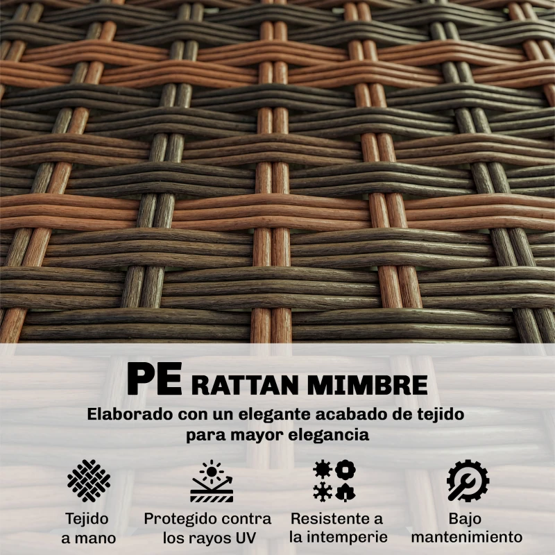 Outsunny Conjunto de Jardín Exterior de Ratán 5 Piezas con Cojines 2 Sillones de Esquina Sillón sin Brazos Reposapiés y Mesa