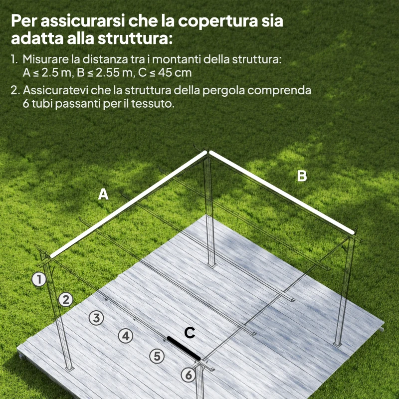 Outsunny Tetto per Gazebo Pergola con 10 Fori di Drenaggio in Poliestere, 250x255 cm, per Pergola 3x3m, Crema