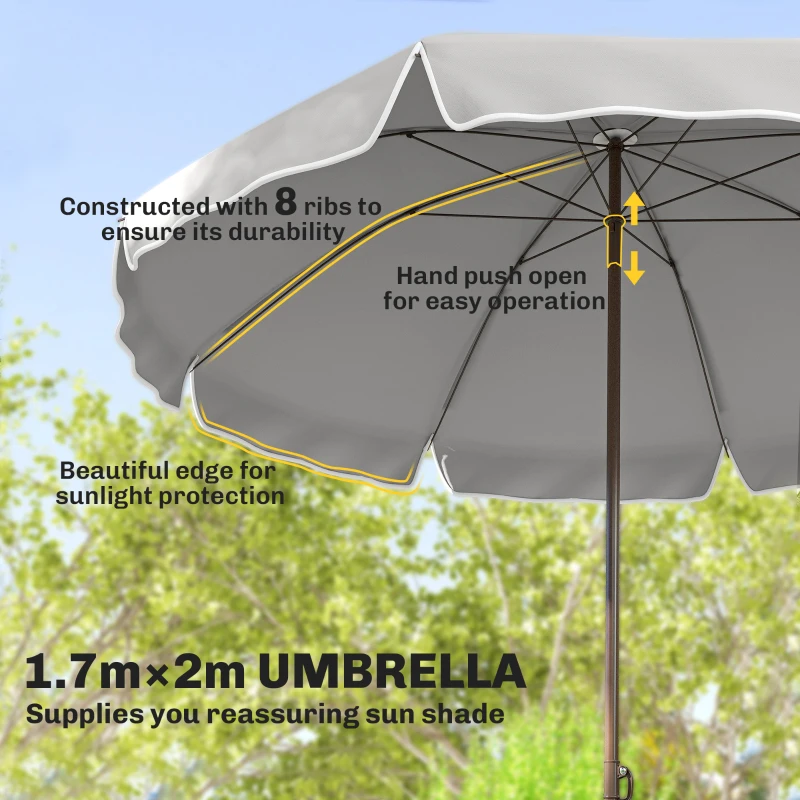 Outsunny 6 Piece Garden Dining Set with Umbrella, Patio Sets with Parasol, 4 Folding Dining Chairs, Dark Grey