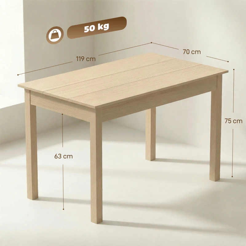 HOMCOM Mesa de sala de jantar design moderno bicolor com grande tampo 4-6 pessoas em madeira dim. 119L x 70l x 75H cm