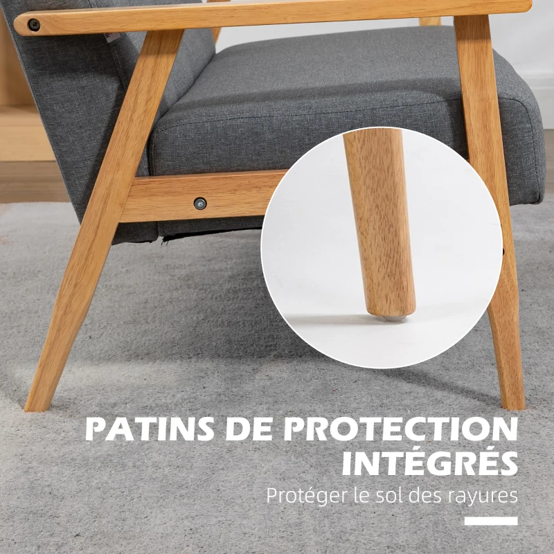 HOMCOM Canapé 3 places 154,5, canapé scandinave avec dossier capitonné, assise rembourrée et accoudoirs, gris